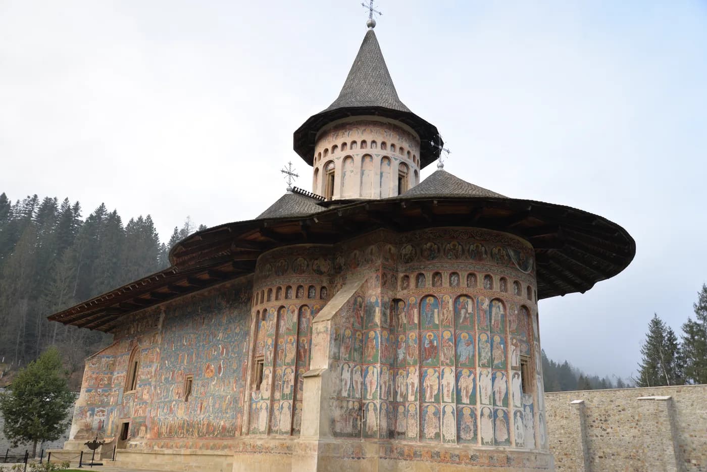 The outside wall of Voroneț monastery, covered in fifteenth-century frescoes